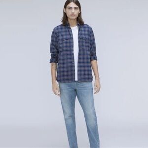 46. Everlane Flannel Shirt Mens The Brushed Plaid Insignia Blue Black